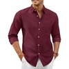 image:imageAlimens amp Gentle Mens Oxford Shirt Casual Stretch Long Sleeve Dress Shirt  Smart Casual Tops Wrinkle Resistant Solid Untucked Fit with Chest Pocket Cotton Blend Casual Formal Business OccasionsBurgundy