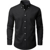 image:imageAlimens amp Gentle Mens Oxford Shirts Stretch Long Sleeve Dress Shirt for Men  Regular Fit No Pocket Work Casual Business Office Occasions Solid Tops Cotton Blend Fabric Daily Commuting OutfitsBlack