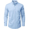 image:imageAlimens amp Gentle Mens Oxford Shirts Stretch Long Sleeve Dress Shirt for Men  Regular Fit No Pocket Work Casual Business Office Occasions Solid Tops Cotton Blend Fabric Daily Commuting OutfitsLight Blue