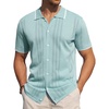 image:imageAlimens amp Gentle Mens Shirts Casual Button Down Shirts Beach Vintage Knit Short Sleeve Polo Shirt for Men09light Green