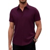 image:imageAlimens amp Gentle Mens Short Sleeve Dress Shirts Stretch Regular Fit Shirt Casual Button Down Business ShirtsDeep Purple