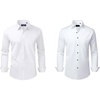 image:imageAlimens amp Gentle Mens Stretch Stain Shield and Wrinkle Free Long Sleeve Solid Business Wedding Button Down Shirts