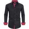 image:imageMens Dress Shirt Long Sleeve Wrinkle Free Button Down Shirt Business Casual  No Iron Contrast Color Collar Cuffs Formal Casual Versatile Graduation Office Party Regular Fit Breathable No FadingFlex Black Red