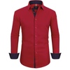 image:imageMens Dress Shirt Long Sleeve Wrinkle Free Button Down Shirt Business Casual  No Iron Contrast Color Collar Cuffs Formal Casual Versatile Graduation Office Party Regular Fit Breathable No FadingBright Red