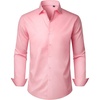 image:imageMens Dress Shirts Long Sleeve Stretch Wrinkle Free Work Button Down Shirt  Business Formal Office Wedding Stretch Cotton Solid Fabric To Easy Care  Breathable Comfortable Spread Collar Regular FitPink