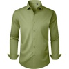 image:imageMens Dress Shirts Long Sleeve Stretch Wrinkle Free Work Button Down Shirt  Business Formal Office Wedding Stretch Cotton Solid Fabric To Easy Care  Breathable Comfortable Spread Collar Regular FitOlive Green