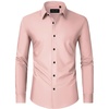 image:imageMens Dress Shirts Long Sleeve Wrinkle Free Business Button Down Shirt  Regular Fit Adjustable Cuffs Spread collar SkinFriendly Casual Easy Care Regular Fit for Wedding Vacation Work OfficeCoral