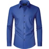 image:imageMens Dress Shirts Long Sleeve Wrinkle Free Business Button Down Shirt  Regular Fit Adjustable Cuffs Spread collar SkinFriendly Casual Easy Care Regular Fit for Wedding Vacation Work OfficeRoyal Blue
