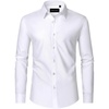 image:imageMens Dress Shirts Long Sleeve Wrinkle Free Business Button Down Shirt  Regular Fit Adjustable Cuffs Spread collar SkinFriendly Casual Easy Care Regular Fit for Wedding Vacation Work OfficeSolid White