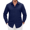 image:imageMens Dress Shirts Long Sleeve Wrinkle Free Business Button Up Shirts  Non Iron Stretch Spread Collar Regular Fit for Business Casual Wedding Office Workwear Dinners Funeral Formal OccasionNavy Blue