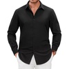 image:imageMens Dress Shirts Long Sleeve Wrinkle Free Business Button Up Shirts  Non Iron Stretch Spread Collar Regular Fit for Business Casual Wedding Office Workwear Dinners Funeral Formal OccasionBlack