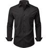 image:imageMens Dress Shirts Stretch Long Sleeve Wrinkle Free Work Button Down Shirt  Business Formal Office Wedding Stretch Cotton Solid Fabric To Easy Care  Breathable Comfortable Spread Collar Regular FitBlack