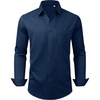 image:imageMens Dress Shirts Wrinkle Free Stretch Long Sleeve Shirt Business Casual  wrinkle free stretch  breathable comfortable  spread collar regular fit  can be worn yearround  business meeting weddingNavy Blue