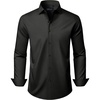 image:imageMens Long Sleeve Dress Shirts Wrinkle Free Stretch Button Down Shirt  Breathable Comfortable Easy Care Spread collarBusiness Casual Classic Button Upfor Wedding Vacation Work OfficeBlack