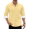 image:imageMens Oxford Stretch Shirt Casual Long Sleeve Button Down Dress Shirt  Contrast Collar Cuffs Formal Casual Easy Care Stretch Comfort Regular Fit for Wedding Vacation Work Office WeekendYellow