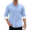 image:imageMens Oxford Stretch Shirt Casual Long Sleeve Button Down Dress Shirt  Contrast Collar Cuffs Formal Casual Easy Care Stretch Comfort Regular Fit for Wedding Vacation Work Office WeekendLight Blue