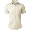 image:imageMens Short Sleeve Dress Shirt Wrinkle Free Button Down Shirt with Pocket  Work Office Wedding Graduation Formal Business Casual Party Family Comfortable Gala Easy Care Solid Fabric Regular FitTan