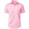 image:imageMens Short Sleeve Dress Shirt Wrinkle Free Button Down Shirt with Pocket  Work Office Wedding Graduation Formal Business Casual Party Family Comfortable Gala Easy Care Solid Fabric Regular FitPink