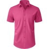 image:imageMens Short Sleeve Dress Shirt Wrinkle Free Button Down Shirt with Pocket  Work Office Wedding Graduation Formal Business Casual Party Family Comfortable Gala Easy Care Solid Fabric Regular FitHot Pink
