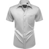 image:imageMens Short Sleeve Dress Shirt Wrinkle Free Summer Button Down Shirts  Stretch Non Iron Regular Fit with Pocket for Summer Business Casual Wedding Graduation Vacation Office Work Party FormalLight Grey