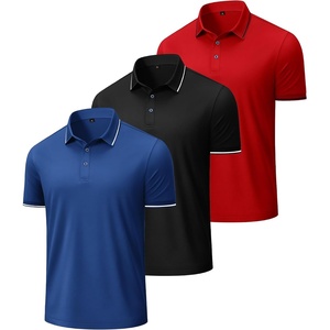 image:imageAlimens amp Gentle 3 Pack Polo Shirts for Men Dry Fit Performance Short Sleeve Moisture Wicking Business Casual Golf ShirtsRoyal Blue Black Red