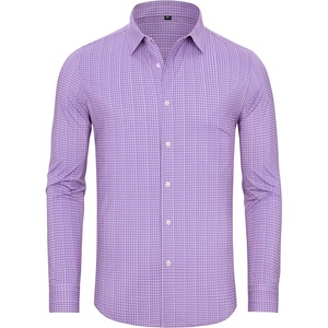 image:imageAlimens amp Gentle 4 Way Stretch Mens Button Down Shirts Plaid Dress Shirt Wrinkle Free Long Sleeve Gingham ShirtsPurple Plaid