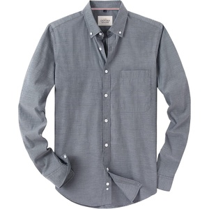 image:imageAlimens amp Gentle Boys Long Sleeve Solid Button Down Oxford Shirt Collared Cotton Top with Chest PocketLight Grey