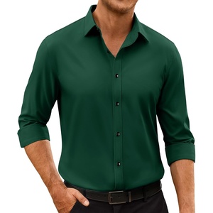 image:imageAlimens amp Gentle Mens Anti Odor Dress Shirts Long Sleeve Wrinkle Free Stretch Button Down Shirt Business Formal WeddingDark Green