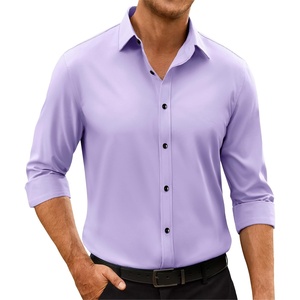 image:imageAlimens amp Gentle Mens Anti Odor Dress Shirts Long Sleeve Wrinkle Free Stretch Button Down Shirt Business Formal WeddingLavender