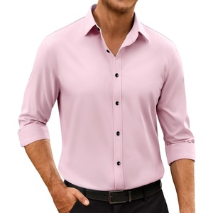 image:imageAlimens amp Gentle Mens Anti Odor Dress Shirts Long Sleeve Wrinkle Free Stretch Button Down Shirt Business Formal WeddingLight Pink