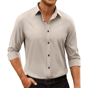 image:imageAlimens amp Gentle Mens Anti Odor Dress Shirts Long Sleeve Wrinkle Free Stretch Button Down Shirt Business Formal WeddingTan