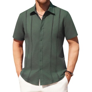 image:imageAlimens amp Gentle Mens Cuban Guayabera Shirts Cotton Linen Short Sleeve Button Down Shirts Casual Summer Beach Camp ShirtArmy Green