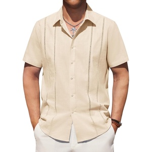 image:imageAlimens amp Gentle Mens Cuban Guayabera Shirts Cotton Linen Short Sleeve Button Down Shirts Casual Summer Beach Camp ShirtCloud Cream