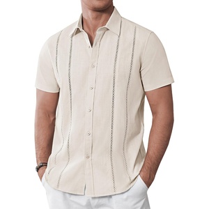 image:imageAlimens amp Gentle Mens Cuban Guayabera Shirts Cotton Linen Short Sleeve Button Down Shirts Casual Summer Beach Camp ShirtCreamy White
