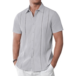 image:imageAlimens amp Gentle Mens Cuban Guayabera Shirts Cotton Linen Short Sleeve Button Down Shirts Casual Summer Beach Camp ShirtGrey