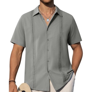 image:imageAlimens amp Gentle Mens Cuban Guayabera Shirts Short Sleeve Button Down Shirts for Men Summer Beach WeddingGrey