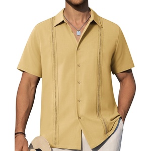 image:imageAlimens amp Gentle Mens Cuban Guayabera Shirts Short Sleeve Button Down Shirts for Men Summer Beach WeddingYellow