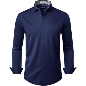 image:imageAlimens amp Gentle Mens Dress Shirt Long Sleeve Button Down Shirt with Pocket  Plaid CollarRegular FitBusiness CasualWrinkle FreeButton UpSemi Formal4 Way StretchPartyClubWeddingTravelOfficeNavy Blue