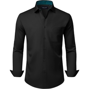 image:imageAlimens amp Gentle Mens Dress Shirt Long Sleeve Button Down Shirt with Pocket  Plaid CollarRegular FitBusiness CasualWrinkle FreeButton UpSemi Formal4 Way StretchPartyClubWeddingTravelOfficeBlackgreen