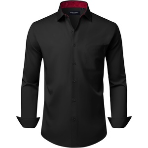 image:imageAlimens amp Gentle Mens Dress Shirt Long Sleeve Button Down Shirt with Pocket  Plaid CollarRegular FitBusiness CasualWrinkle FreeButton UpSemi Formal4 Way StretchPartyClubWeddingTravelOfficeBlackred