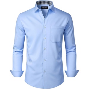 image:imageAlimens amp Gentle Mens Dress Shirt Long Sleeve Button Down Shirt with Pocket  Plaid CollarRegular FitBusiness CasualWrinkle FreeButton UpSemi Formal4 Way StretchPartyClubWeddingTravelOfficeBlue