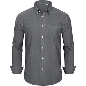 image:imageAlimens amp Gentle Mens Dress Shirts Long Sleeve Lightweight Gingham Shirts Regular Fit Business Casual Plaid Shirt with PocketBlack White Plaid