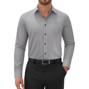 image:imageAlimens amp Gentle Mens Dress Shirts Long Sleeve Wrinkle Free Stretch Solid Button Down Shirt Casual Wedding Dating Dress ShirtGrey