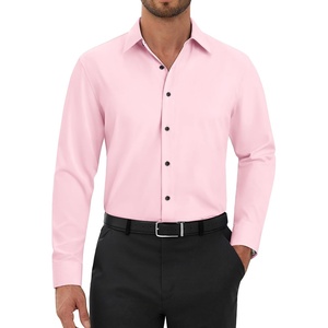 image:imageAlimens amp Gentle Mens Dress Shirts Long Sleeve Wrinkle Free Stretch Solid Button Down Shirt Casual Wedding Dating Dress ShirtLight Pink
