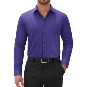 image:imageAlimens amp Gentle Mens Dress Shirts Long Sleeve Wrinkle Free Stretch Solid Button Down Shirt Casual Wedding Dating Dress ShirtPurple