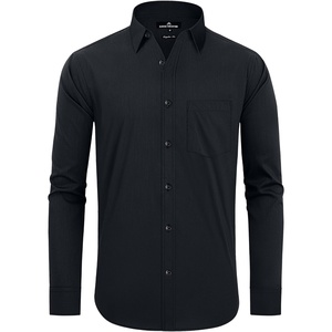 image:imageAlimens amp Gentle Mens Dress Shirts Regular Fit Long Sleeve Button Down Shirts Wrinkle Free Cotton ShirtsBlack