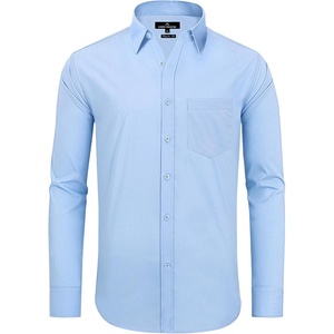 image:imageAlimens amp Gentle Mens Dress Shirts Regular Fit Long Sleeve Button Down Shirts Wrinkle Free Cotton ShirtsLight Blue