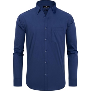 image:imageAlimens amp Gentle Mens Dress Shirts Regular Fit Long Sleeve Button Down Shirts Wrinkle Free Cotton ShirtsNavy