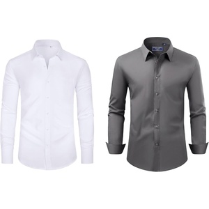 image:imageAlimens amp Gentle Mens Dress Shirts Stretch Long Sleeve Collared Casual Solid Wedding Business Wedding Button Down Shirts