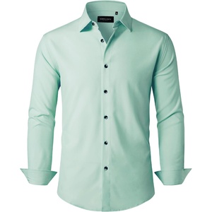 image:imageAlimens amp Gentle Mens Dress Shirts Stretch Long Sleeve Formal Business Wedding Button Down Shirt Wrinkle FreeTurquoise Green